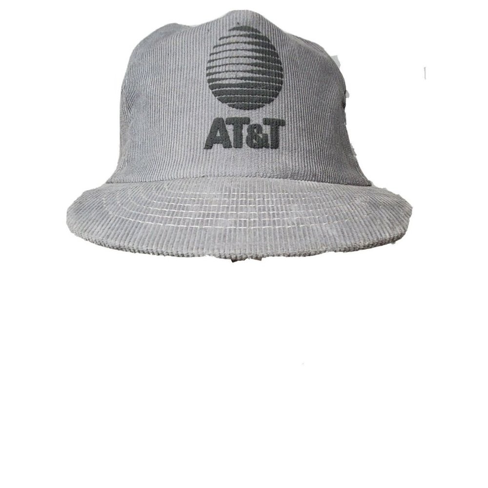 AT&T Telephone Corduroy Gray Snapback Hat Cap Made in USA Vtg